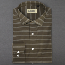 Load image into Gallery viewer, Olive Green Stripe Shirt - Caribou