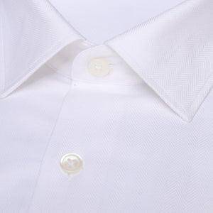 White Herringbone Shirt - Caribou
