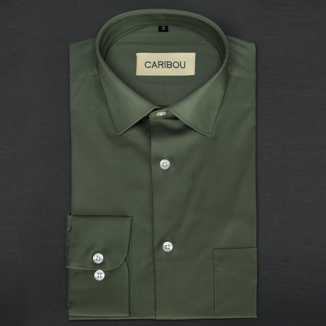 Fern Green Cotton SHirt - Caribou