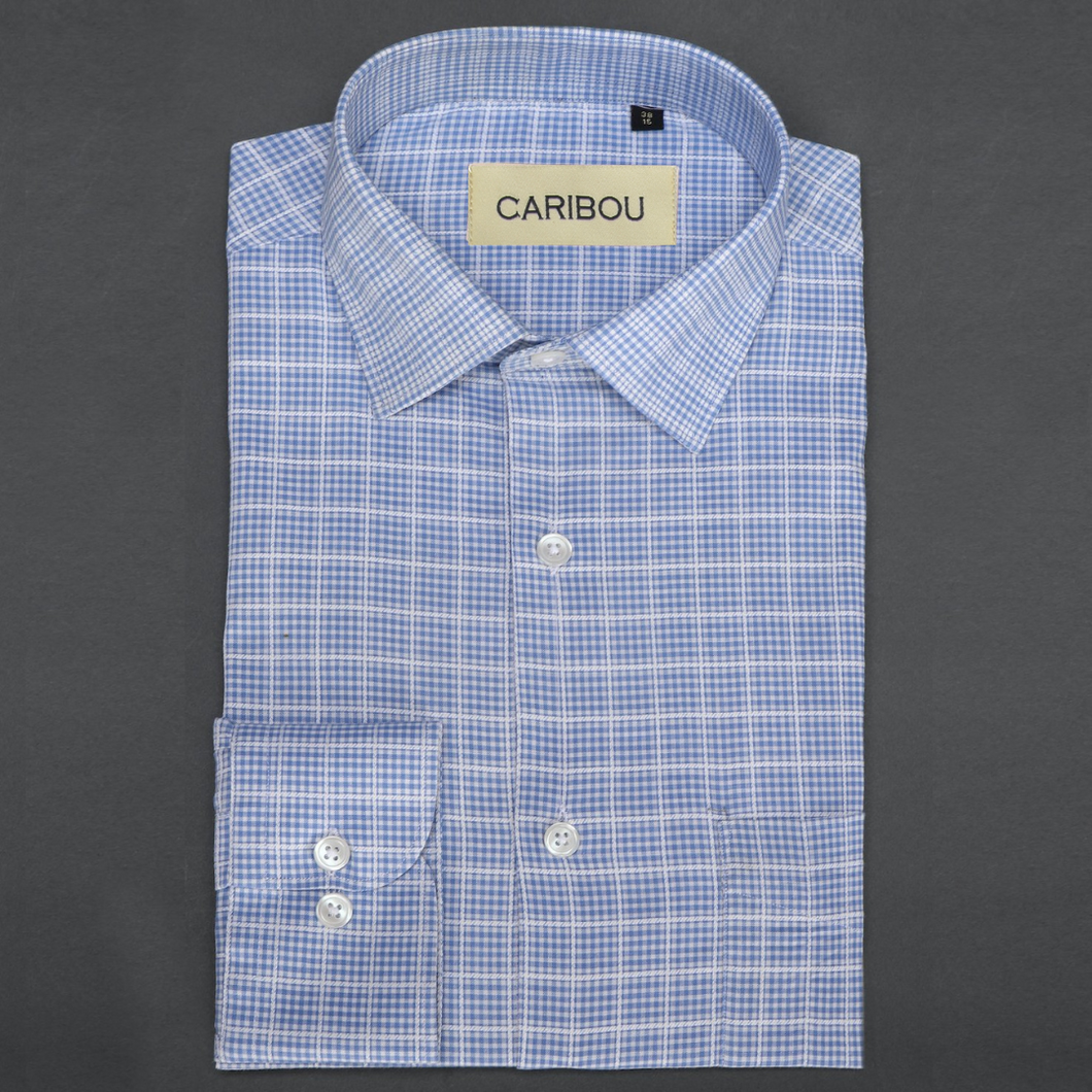 Blue and White Check Shirt - Caribou