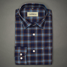 Load image into Gallery viewer, Navy Mustard Check Shirt - Caribou
