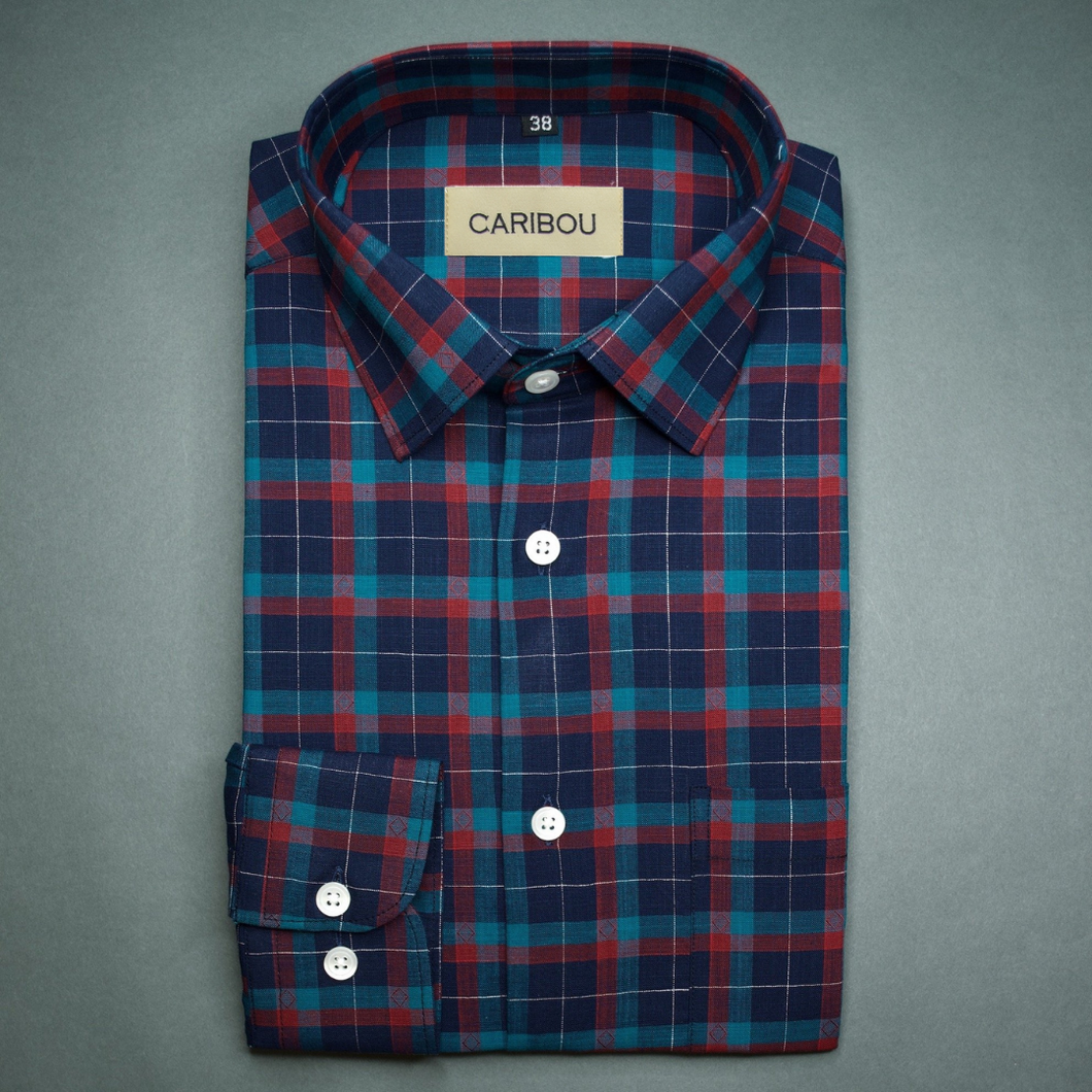 Blue and Red Check shirt - Caribou