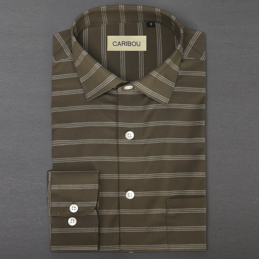 Olive Green Stripe Shirt - Caribou