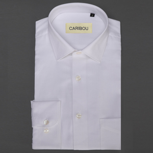 White Herringbone Shirt - Caribou